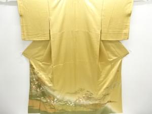 作家物　屋敷に草花模様一つ紋色留袖(比翼付き)